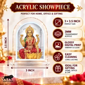 Goddess Lakshmi L Shape Acrylic Showpiece 3 X 3.5 Inch For Home, Office And Car (F175835) Goddess Lakshmi L Shape Acrylic Showpiece 3 X 3.5 Inch For Home, Office And Car (F175835)