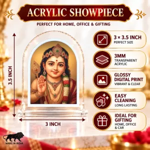 Lord Murugan L Shape Acrylic Showpiece 3 X 3.5 Inch For Home, Office And Car (F175837) Lord Murugan L Shape Acrylic Showpiece 3 X 3.5 Inch For Home, Office And Car (F175837)