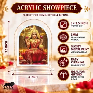 Goddess Lakshmi L Shape Acrylic Showpiece 3 X 3.5 Inch For Home, Office And Car (F175841)
