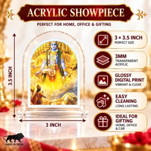 Lord Krishna L Shape Acrylic Showpiece 3 X 3.5 Inch For Home, Office And Car (F175852)