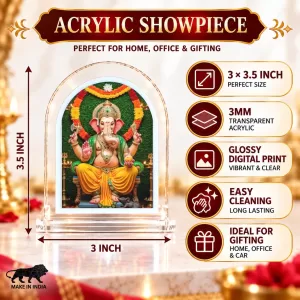 Lord Ganesha L Shape Acrylic Showpiece 3 X 3.5 Inch For Home, Office And Car (F175868) Lord Ganesha L Shape Acrylic Showpiece 3 X 3.5 Inch For Home, Office And Car (F175868)