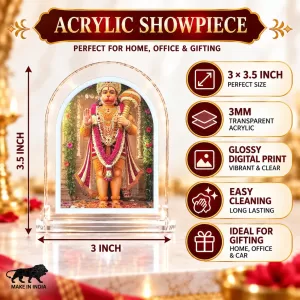 Hanuman L Shape Acrylic Showpiece 3 X 3.5 Inch For Home, Office And Car (F175870)