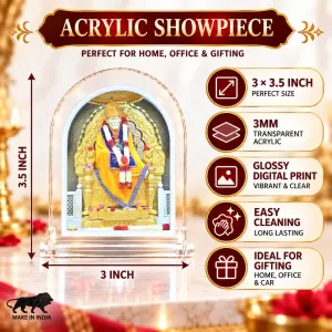 Shirdi Sai Baba L Shape Acrylic Showpiece 3 X 3.5 Inch For Home, Office And Car (F175873) Shirdi Sai Baba L Shape Acrylic Showpiece 3 X 3.5 Inch For Home, Office And Car (F175873)