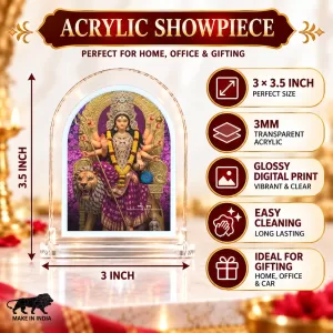 Durga Maa L Shape Acrylic Showpiece 3 X 3.5 Inch For Home, Office And Car (F175874) Durga Maa L Shape Acrylic Showpiece 3 X 3.5 Inch For Home, Office And Car (F175874)