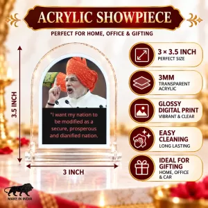 Narendra Modi L Shape Acrylic Showpiece 3 X 3.5 Inch For Home, Office And Car (F175879) Narendra Modi L Shape Acrylic Showpiece 3 X 3.5 Inch For Home, Office And Car (F175879)