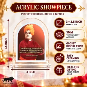Swami Vivekananda L Shape Acrylic Showpiece 3 X 3.5 Inch For Home, Office And Car (F175880) Swami Vivekananda L Shape Acrylic Showpiece 3 X 3.5 Inch For Home, Office And Car (F175880)