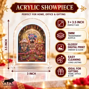 Jagannath Balabhadra Subhadra L Shape Acrylic Showpiece 3 X 3.5 Inch For Home, Office And Car (F175886)