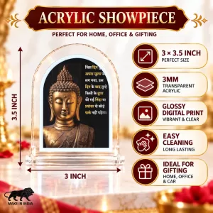 Buddha L Shape Acrylic Showpiece 3 X 3.5 Inch For Home, Office And Car (F175890)
