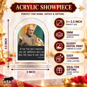 Narendra Modi L Shape Acrylic Showpiece 3 X 3.5 Inch For Home, Office And Car (F175891) Narendra Modi L Shape Acrylic Showpiece 3 X 3.5 Inch For Home, Office And Car (F175891)