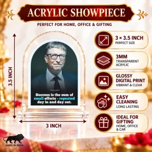 Bill Gates L Shape Acrylic Showpiece 3 X 3.5 Inch For Home, Office And Car (F175896)