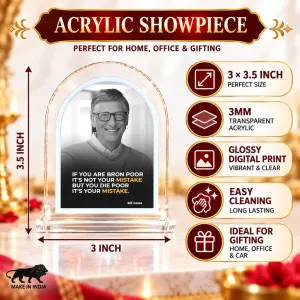 Bill Gates L Shape Acrylic Showpiece 3 X 3.5 Inch For Home, Office And Car (F175898)