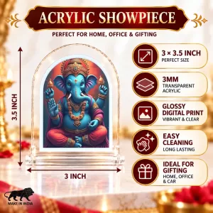 Lord Ganesha L Shape Acrylic Showpiece 3 X 3.5 Inch For Home, Office And Car (F175902) Lord Ganesha L Shape Acrylic Showpiece 3 X 3.5 Inch For Home, Office And Car (F175902)
