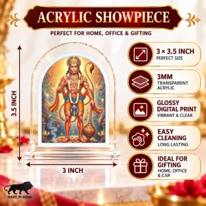 Hanuman L Shape Acrylic Showpiece 3 X 3.5 Inch For Home, Office And Car (F175904)