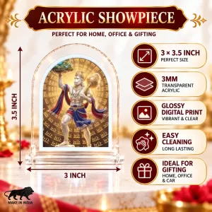 Hanuman L Shape Acrylic Showpiece 3 X 3.5 Inch For Home, Office And Car (F175907)