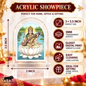 Goddess Saraswati L Shape Acrylic Showpiece 3 X 3.5 Inch For Home, Office And Car (F175912) Goddess Saraswati L Shape Acrylic Showpiece 3 X 3.5 Inch For Home, Office And Car (F175912)