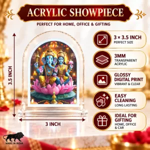 Lord Ganesh And Lakshmi L Shape Acrylic Showpiece 3 X 3.5 Inch For Home, Office And Car (F175918) Lord Ganesh And Lakshmi L Shape Acrylic Showpiece 3 X 3.5 Inch For Home, Office And Car (F175918)