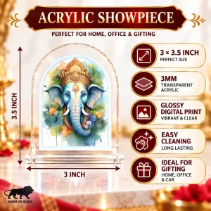 Lord Ganesha L Shape Acrylic Showpiece 3 X 3.5 Inch For Home, Office And Car (F175926) Lord Ganesha L Shape Acrylic Showpiece 3 X 3.5 Inch For Home, Office And Car (F175926)
