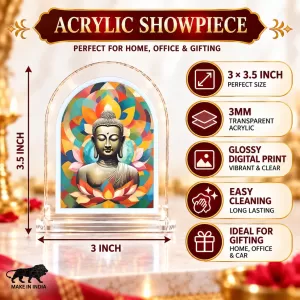 Buddha L Shape Acrylic Showpiece 3 X 3.5 Inch For Home, Office And Car (F175928)