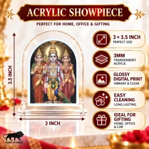 Lord Murugan L Shape Acrylic Showpiece 3 X 3.5 Inch For Home, Office And Car (F175929)
