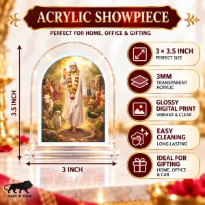 Sai Baba L Shape Acrylic Showpiece 3 X 3.5 Inch For Home, Office And Car (F175930)