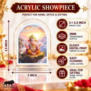 Lord Ganesha L Shape Acrylic Showpiece 3 X 3.5 Inch For Home, Office And Car (F175931) Lord Ganesha L Shape Acrylic Showpiece 3 X 3.5 Inch For Home, Office And Car (F175931)