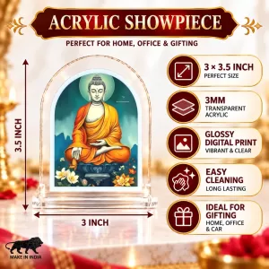 Buddha L Shape Acrylic Showpiece 3 X 3.5 Inch For Home, Office And Car (F175934)