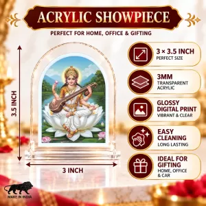Goddess Saraswati L Shape Acrylic Showpiece 3 X 3.5 Inch For Home, Office And Car (F175938) Goddess Saraswati L Shape Acrylic Showpiece 3 X 3.5 Inch For Home, Office And Car (F175938)