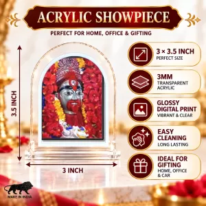 Kali Maa L Shape Acrylic Showpiece 3 X 3.5 Inch For Home, Office And Car (F175941)