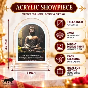 Buddha L Shape Acrylic Showpiece 3 X 3.5 Inch For Home, Office And Car (F175946)