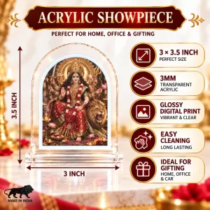 Durga Maa L Shape Acrylic Showpiece 3 X 3.5 Inch For Home, Office And Car (F175952)