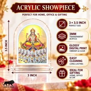Surya Dev L Shape Acrylic Showpiece 3 X 3.5 Inch For Home, Office And Car (F175954) Surya Dev L Shape Acrylic Showpiece 3 X 3.5 Inch For Home, Office And Car (F175954)