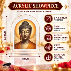 Buddha L Shape Acrylic Showpiece 3 X 3.5 Inch For Home, Office And Car (F175959)