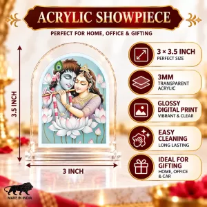 Radha Krishna L Shape Acrylic Showpiece 3 X 3.5 Inch For Home, Office And Car (F175968)