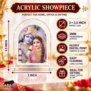 Radha Krishna L Shape Acrylic Showpiece 3 X 3.5 Inch For Home, Office And Car (F175976)