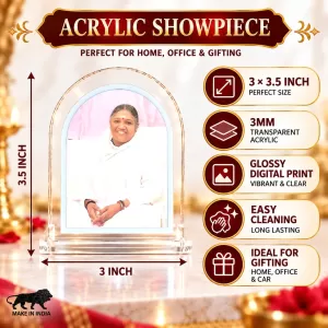 Mata Amritanandamayi L Shape Acrylic Showpiece 3 X 3.5 Inch For Home, Office And Car (F175980) Mata Amritanandamayi L Shape Acrylic Showpiece 3 X 3.5 Inch For Home, Office And Car (F175980)