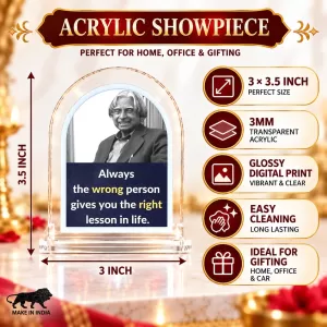 A. P. J. Abdul Kalam L Shape Acrylic Showpiece 3 X 3.5 Inch For Home, Office And Car (F175982) A. P. J. Abdul Kalam L Shape Acrylic Showpiece 3 X 3.5 Inch For Home, Office And Car (F175982)