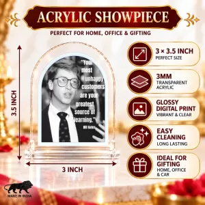 Bill Gates L Shape Acrylic Showpiece 3 X 3.5 Inch For Home, Office And Car (F175986)
