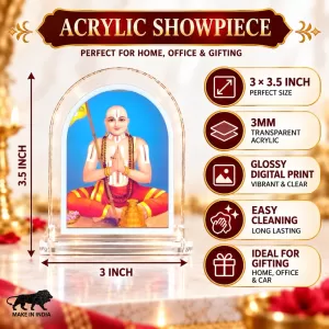 Adi Shankaracharya L Shape Acrylic Showpiece 3 X 3.5 Inch For Home, Office And Car (F175991)