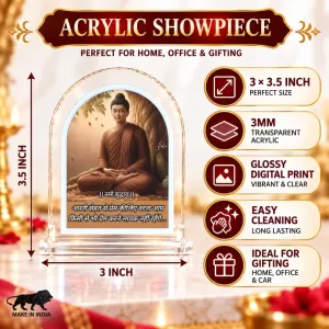 Buddha L Shape Acrylic Showpiece 3 X 3.5 Inch For Home, Office And Car (F175997)