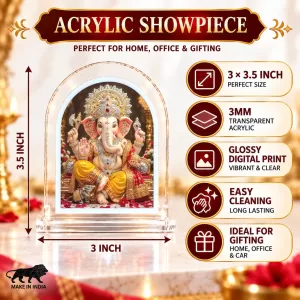 Lord Ganesha L Shape Acrylic Showpiece 3 X 3.5 Inch For Home, Office And Car (F176006) Lord Ganesha L Shape Acrylic Showpiece 3 X 3.5 Inch For Home, Office And Car (F176006)