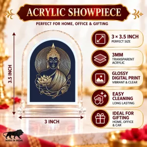 Buddha L Shape Acrylic Showpiece 3 X 3.5 Inch For Home, Office And Car (F176010)