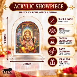 Lord Narashinga L Shape Acrylic Showpiece 3 X 3.5 Inch For Home, Office And Car (F176015)