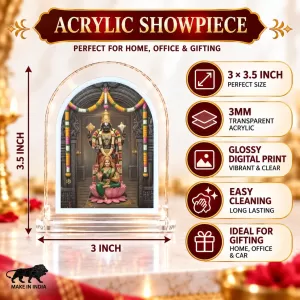Tirupati Balaji L Shape Acrylic Showpiece 3 X 3.5 Inch For Home, Office And Car (F176043) Tirupati Balaji L Shape Acrylic Showpiece 3 X 3.5 Inch For Home, Office And Car (F176043)