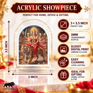 Durga Maa L Shape Acrylic Showpiece 3 X 3.5 Inch For Home, Office And Car (F176045) Durga Maa L Shape Acrylic Showpiece 3 X 3.5 Inch For Home, Office And Car (F176045)