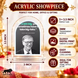 Bill Gates L Shape Acrylic Showpiece 3 X 3.5 Inch For Home, Office And Car (F176049)