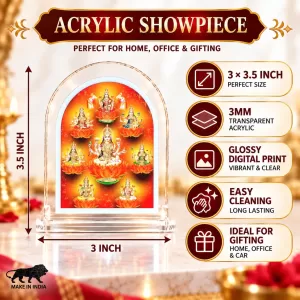 Ashta Lakshmi L Shape Acrylic Showpiece 3 X 3.5 Inch For Home, Office And Car (F176051)