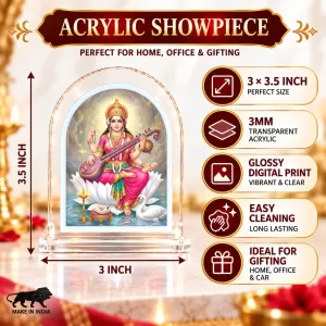 Goddess Saraswati L Shape Acrylic Showpiece 3 X 3.5 Inch For Home, Office And Car (F176055) Goddess Saraswati L Shape Acrylic Showpiece 3 X 3.5 Inch For Home, Office And Car (F176055)