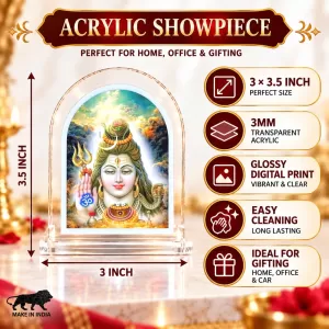 Lord Shiva L Shape Acrylic Showpiece 3 X 3.5 Inch For Home, Office And Car (F176057)