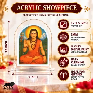 Adi Shankaracharya L Shape Acrylic Showpiece 3 X 3.5 Inch For Home, Office And Car (F176068)