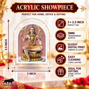 Lord Shiva L Shape Acrylic Showpiece 3 X 3.5 Inch For Home, Office And Car (F176074)
